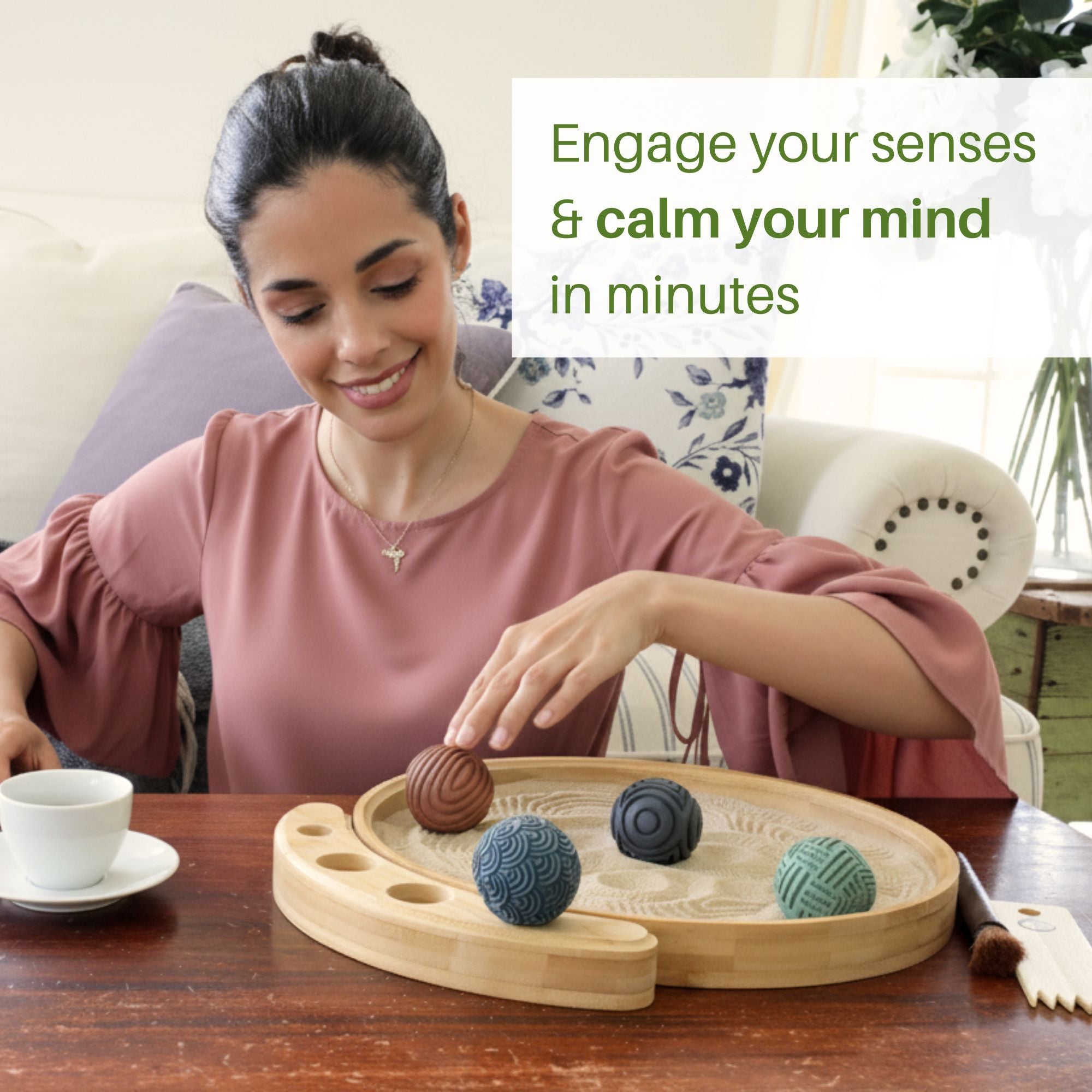 Ren Zen Garden - Desktop Japanese Zen Garden Kit with 4 Sensory