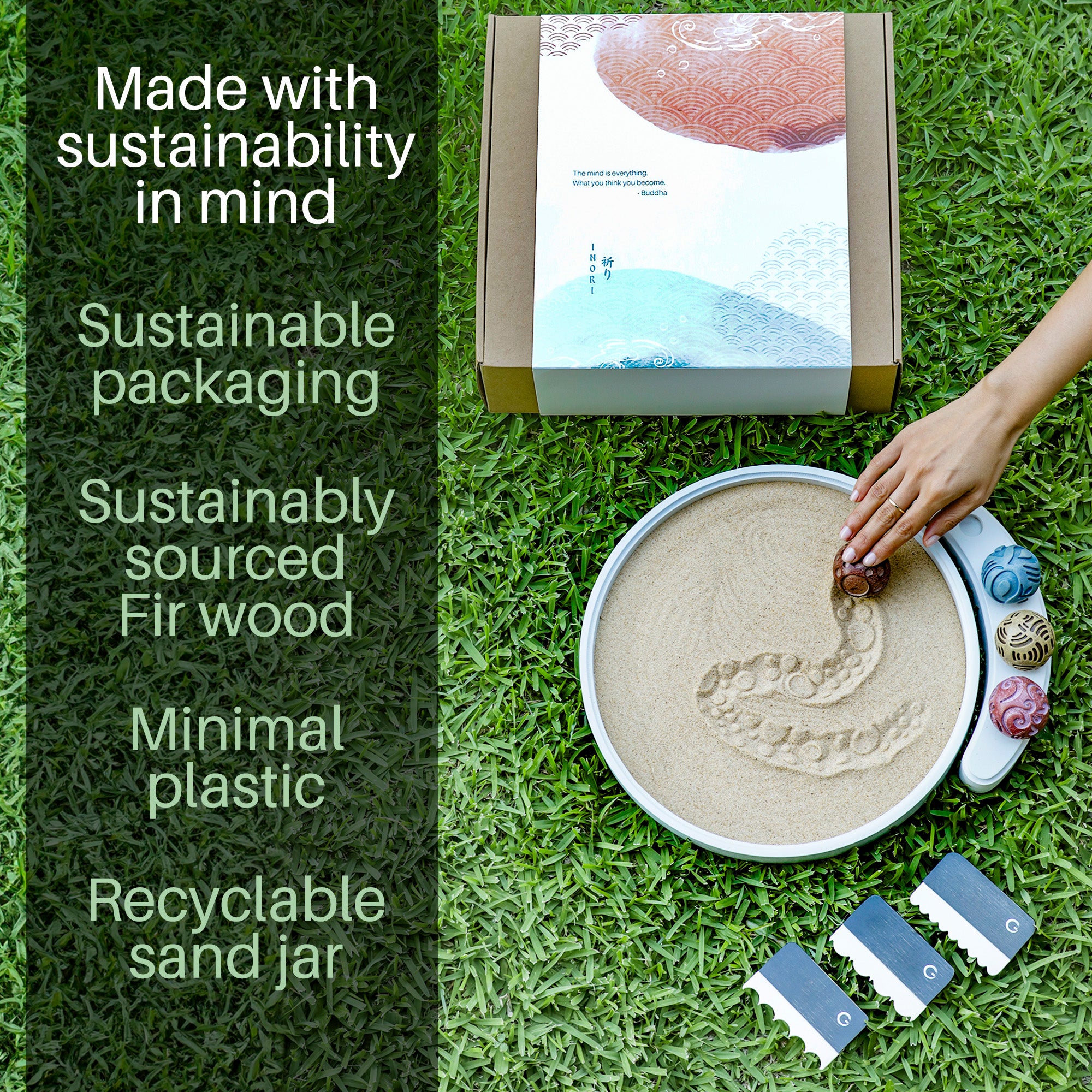 Enso Japanese Zen Garden Kit for Desk - Inori Premium Sand Garden Gift Set for Meditation Therapy - Mini Zen Décor Office Desktop Accessories - Solid Enso Japanese Zen Garden Kit for Desk - Inori Premium Sand Garden Gift Set for Meditation Therapy - Mini Zen Décor Office Desktop Accessories - Solid